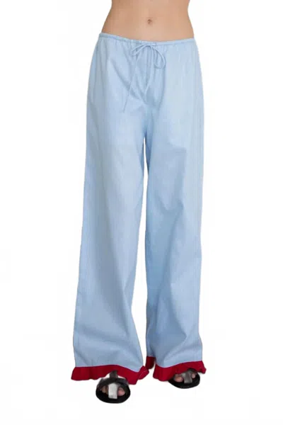 Things Between Isadora Linen Pants In Light Blue-red