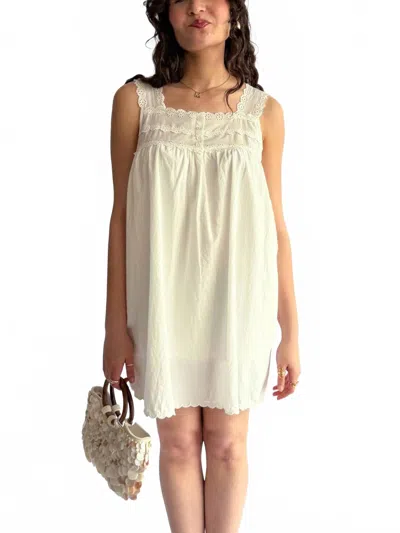 Things Between Lennon Eyelet Tunic Mini Dress In White