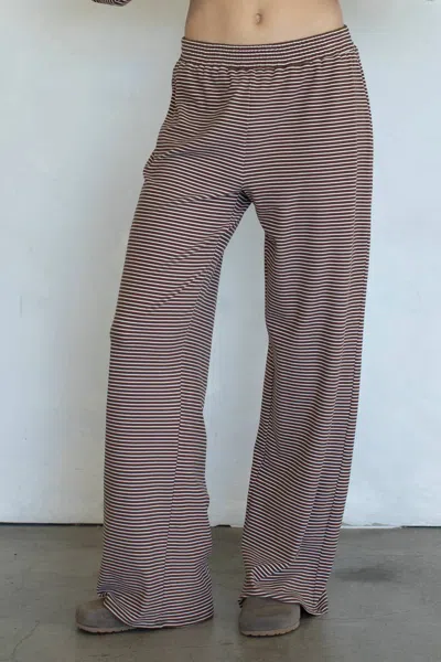 Things Between Levi Striped Wide Leg Pants In Brown In Animal Print