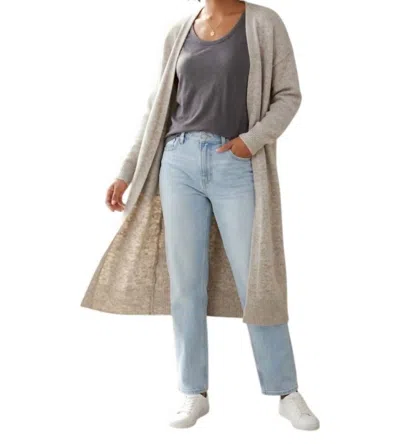 Things Between Long Open Front Cardigan In Heather Stone In Neutral