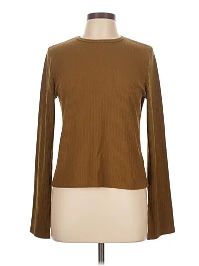Pre-owned Things Between Long Sleeve Top Brown Boatneck Tops