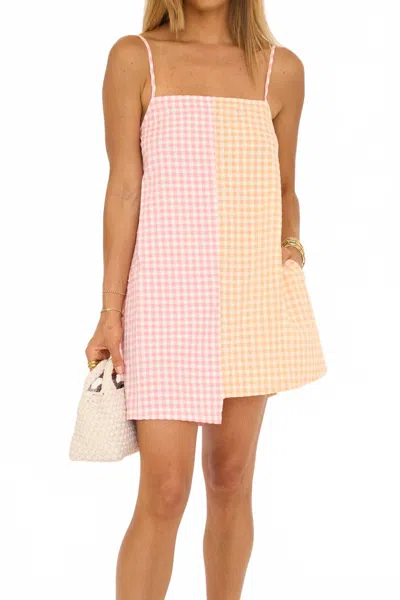 Things Between Maisie Gingham Dress In Pink/orange