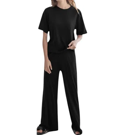 Things Between Modal Oversized Tee And Relaxed Fit Pants Lounge Set In Black In Blue