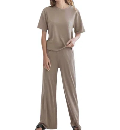 Things Between Modal Oversized Tee Relaxed-fit Pants Lounge Set In Light Taupe In Multi