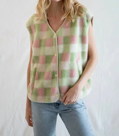 Things Between Multi Color Gingham Vest In Mint Combo