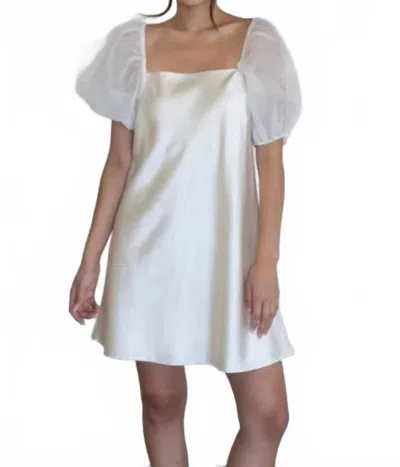 Things Between Olivia Satin Mini Dress In Cream In White