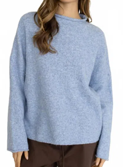 Things Between Oversized Piper Mock Neck Pullover In Dusty Blue