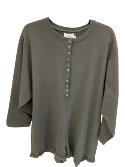 Things Between Oversized Sweatshirt Romper In Charcoal In Pink