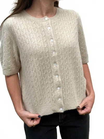 Things Between Paisley Cable Knit Short Sleeve Top In Beige In Neutral