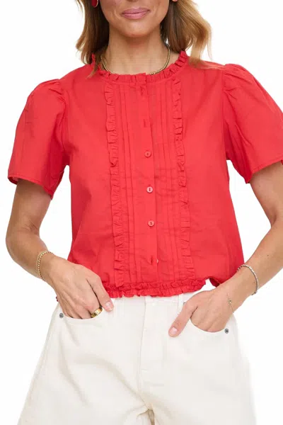 Things Between Penelope Blouse In Tomato Red In White