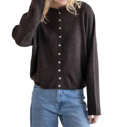 Things Between Piper Button Down Cardigan In Chocolate In Black