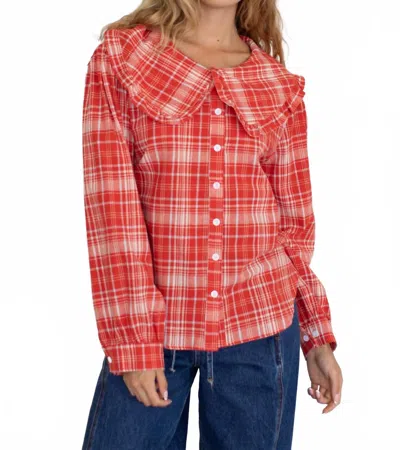 Things Between Ren Plaid Long Sleeve Top In Red