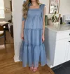 Things Between Ruby Tiered Organza Midi Dress In Blue In Blue