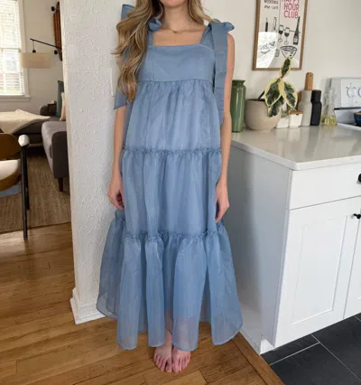 Things Between Ruby Tiered Organza Midi Dress In Blue