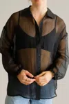 Things Between Sheer Button Down Shirt In Black In Black