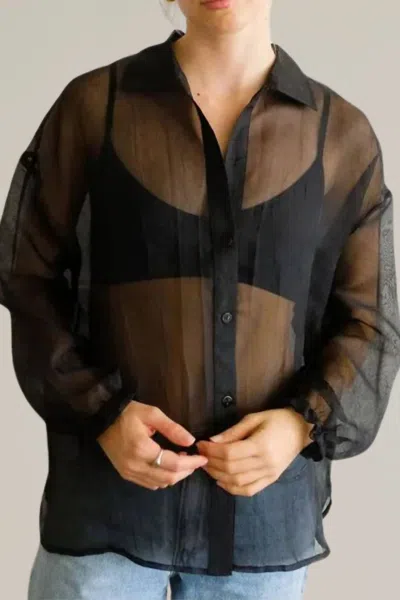 Things Between Sheer Button Down Shirt In Black