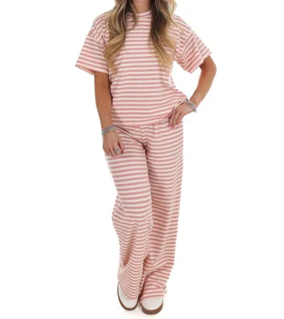 Things Between Straight Line Stripe Two Piece Set In Pink