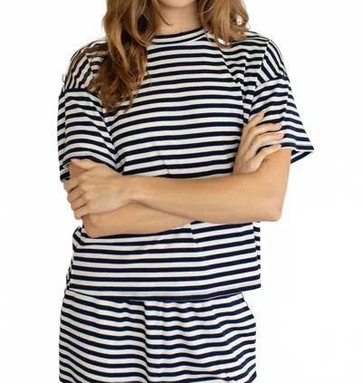 Things Between Stripe Lounge Tee In Navy/white In Blue
