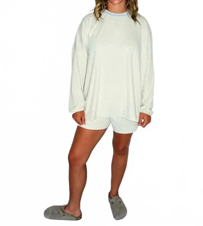 Things Between Striped Rib Lounge Top In Baby Blue In White