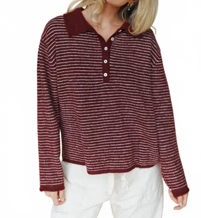 Things Between Valerie Polo Sweater In Burgundy In Brown