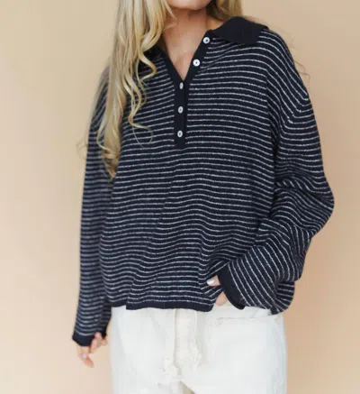 Things Between Valerie Polo Sweater In Navy In Blue