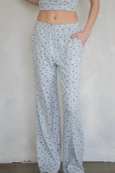 Things Between Women's Emma Sleep Pants In Grey Flower In Blue
