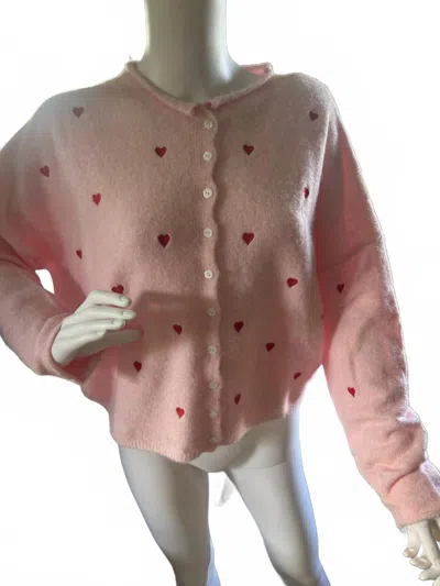 Things Between Women's Long Sleeved Heart Sweater In Pink/red In Multi