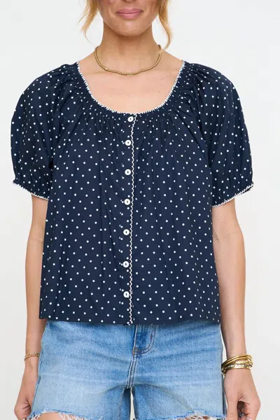 Things Between Zoe Polka Dot Blouse In Navy In Blue