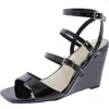 Things Ii Come Andie Womens Adjustable Leather Wedge Sandals In Black