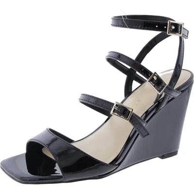 Things Ii Come Andie Womens Adjustable Leather Wedge Sandals In Black