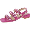 Things Ii Come Audrey Womens Studded Faux Leather Block Heel In Pink