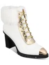 Things Ii Come Maliyana Womens Faux Leather Block Heel Ankle Boots In White
