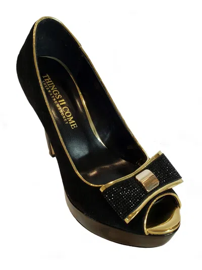 Things Ii Come T2cmadison Womens Faux Suede Embellished Pumps In Black