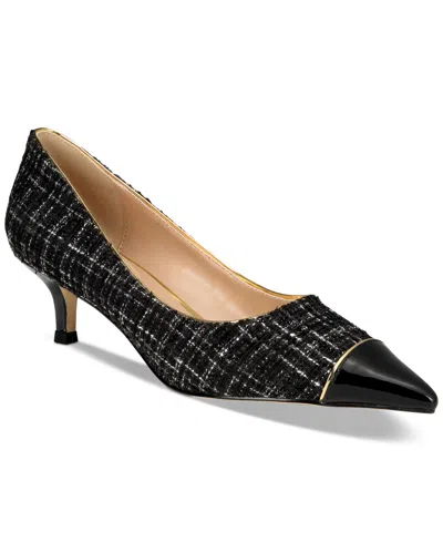 Things Ii Come Women's Jacey Luxurious Pointed-toe Kitten Heel Pumps In Black,white Plaid