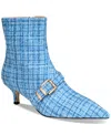 Things Ii Come Women's Jazzy Luxurious Pointed-toe Kitten Heel Buckled Shooties In Blue Multi Plaid