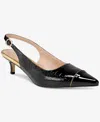 Things Ii Come Women's Julee Luxurious Pointy-toe Slingback Kitten Heel Pump In Black Croco