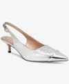 Things Ii Come Women's Julee Luxurious Pointy-toe Slingback Kitten Heel Pump In Silver Croco Metallic