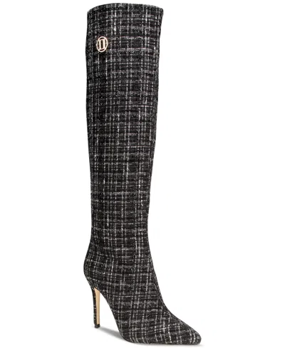 Things Ii Come Women's Lacorei Luxurious Tall Knee-high Boots In Black,white Plaid