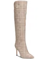 Things Ii Come T2clacorei Womens Plaid Manmade Knee-high Boots In Light Brown Plaid