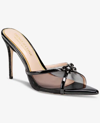 Things Ii Come Women's Shena Luxurious Slip-on High-heel Pointed Toe Mule Dress Sandals In Black