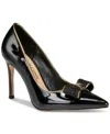Things Ii Come T2csohosy Womens Bow Manmade Pumps In Black Faux Leather