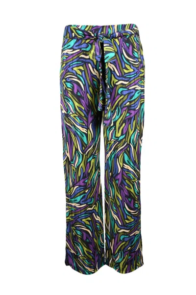 Think Abstract Pattern Trousers With Drawstring Waist And Cropped Cut In Multi