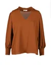 Think Brown Polyester Blouse In Brown