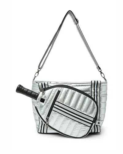 Think Royln Ace Of The Court Large Quilted Nylon Pickleball Bag In Silver