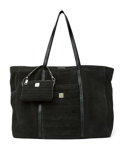 Think Royln Boss Lady Large Suede Tote In Black