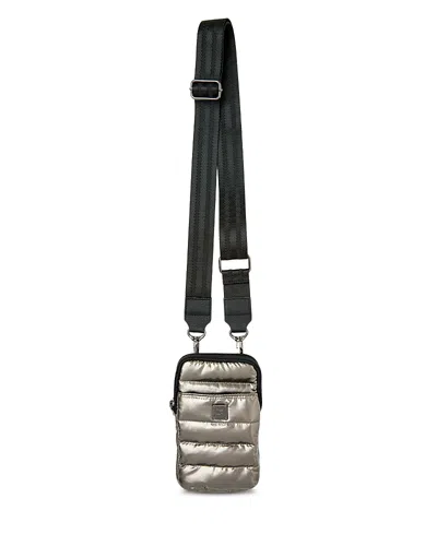 Think Royln Buzz Me Mini Quilted Nylon Crossbody Bag In Silver