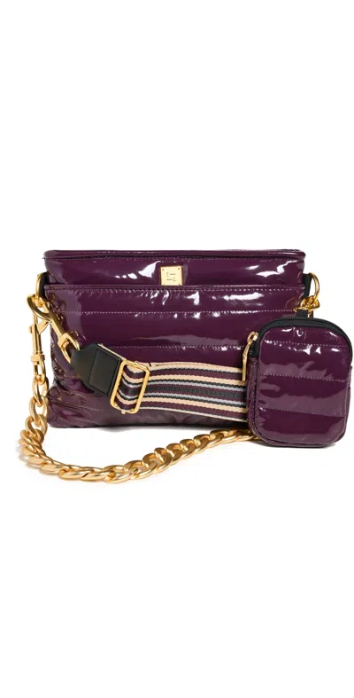 Think Royln Downtown Crossbody Bag Aubergine Patent In Pink