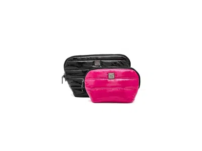 Think Royln Duo Stash Cosmetic Case Blk Patent/fuchsia: One Size In Multi