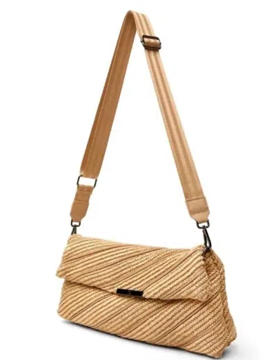 Think Royln Embrace Clutch In Beige Sand Raffia In Multi