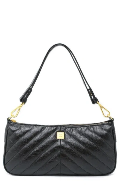 Think Royln Enchanted Crinkled Leather Baguette Bag In Black Crinkle